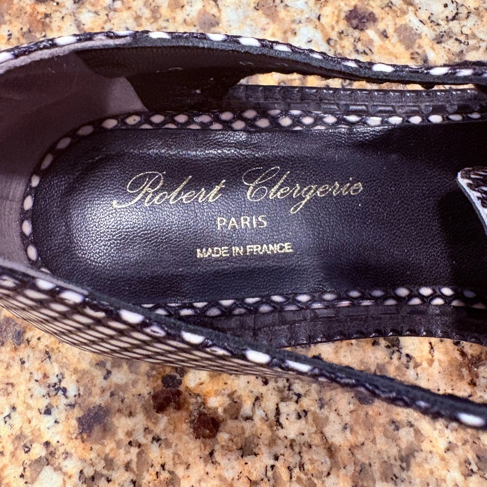 Clergerie Women’s Jofre Black White Faux SnakeSkin Cutout Derby Shoes 40 US 9.5 - Picture 3 of 13